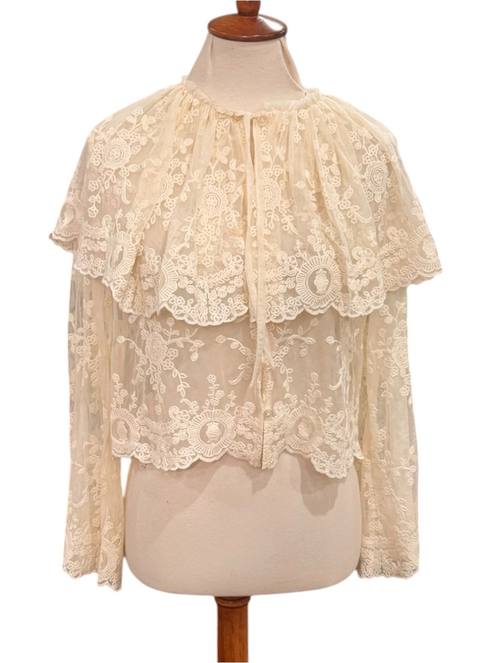 House of Harlow 1960 Cream Lace Overlay Blouse